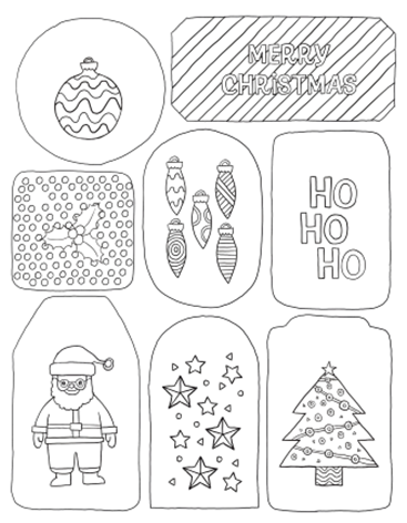 Colour Your Own Christmas Greeting Card & Gift Tag