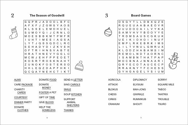 Christmas Wordsearch Printed Edge