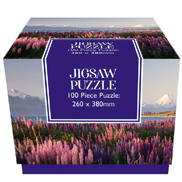 100 Piece New Zealand Lupins  Jigsaw in Cube